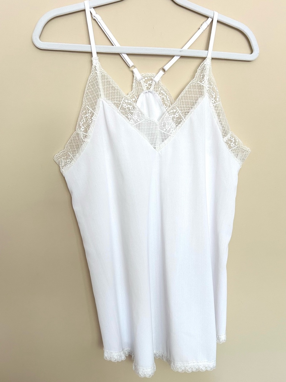 White Women’s Lace-Trim Camisole Tank